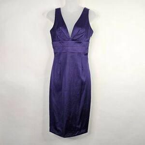 Donna Ricco Purple Silk Blend Midi Dress